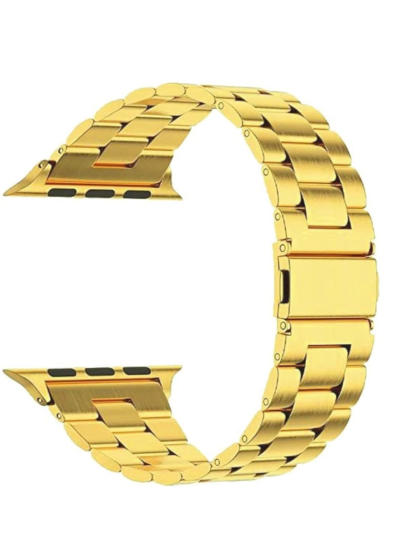 Stainless Steel Watch Band Chain Straps 42/44/45/49 mm Golden - Image 1