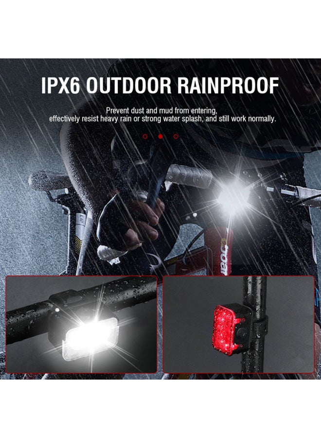 Generic Bicycle Light Headlight Strong Light Night Riding Light Tail Light Mountain Bike Road Bike Children Charging Rainproof Bicycle Light Riding-Colour:Headlight + Taillight (set) - Image 3
