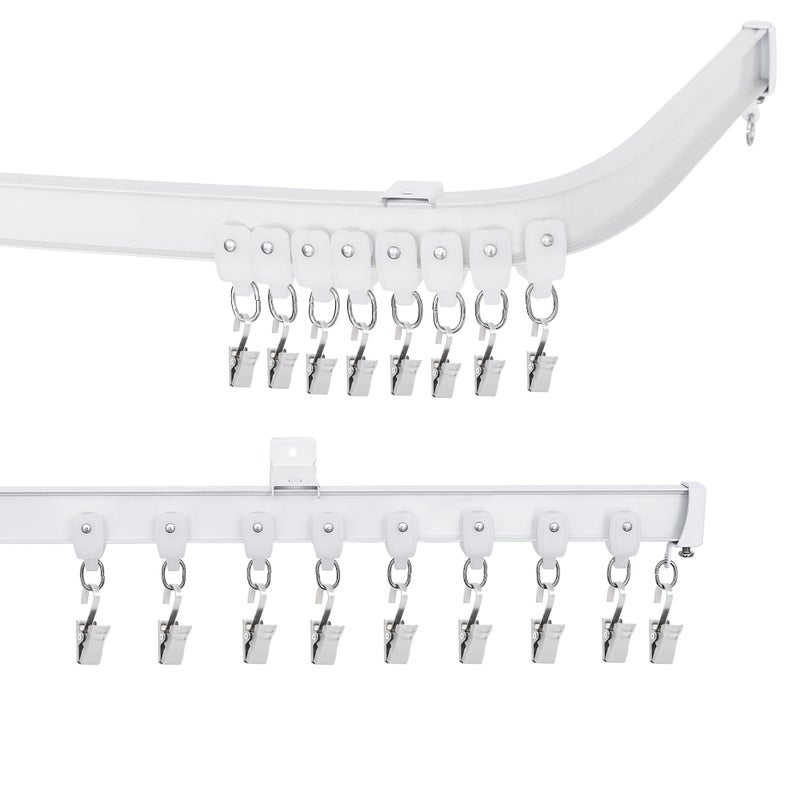 Cbsroro Flexible Bendable Ceiling Curtain Track, Room Divider Curtain Rod Tracks Ceiling or Wall Mount with Clips, Heavy-Duty Divider Curtains Rails for Living Room Shower Privacy RV, White 15 FT - Image 1