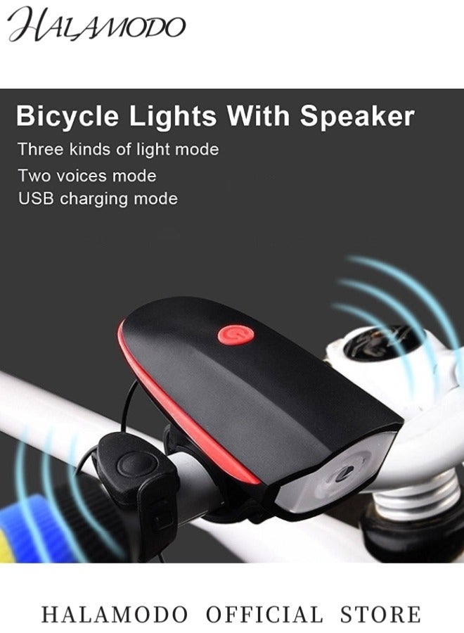 Generic Rechargeable Bike Lights with Electric Bell Ultra Bright Bicycle Lights with 3 Lighting Modes for Night Riding Waterproof Bike Headlight Mountain Bike Accessories for Women & Men  - Image 3