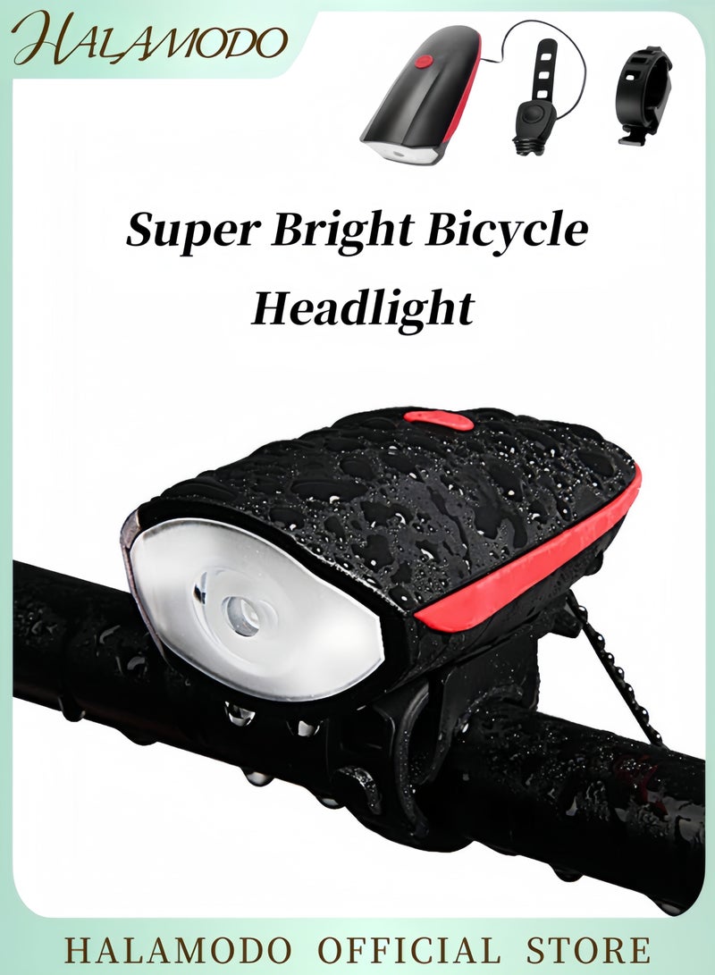 Generic Rechargeable Bike Lights with Electric Bell Ultra Bright Bicycle Lights with 3 Lighting Modes for Night Riding Waterproof Bike Headlight Mountain Bike Accessories for Women & Men  - Image 1