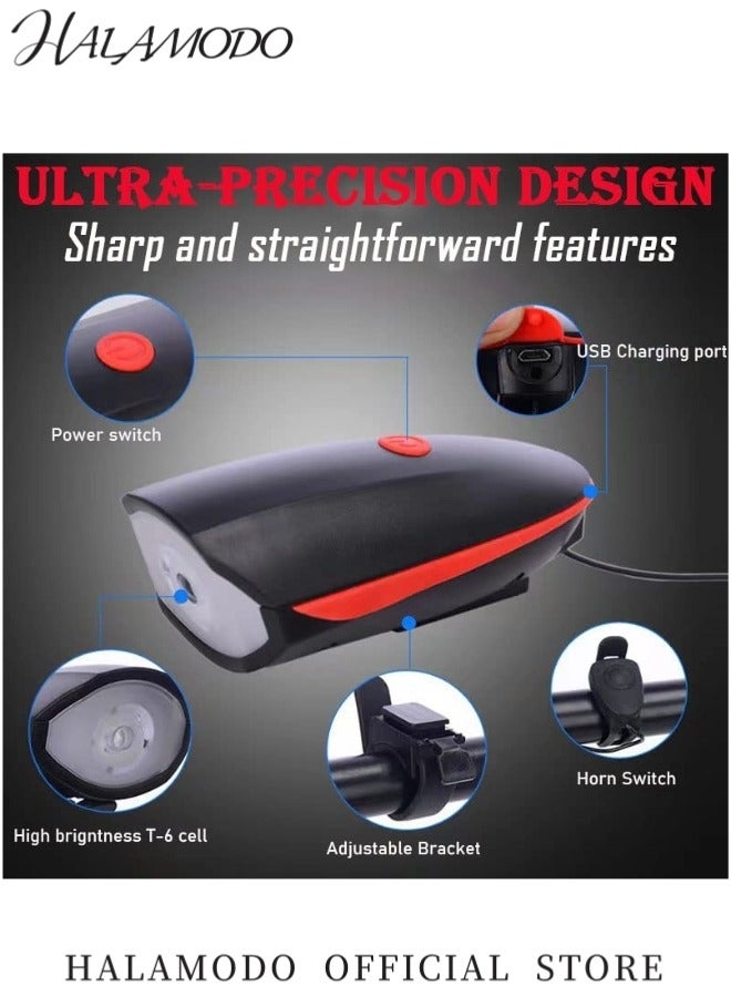 Generic Rechargeable Bike Lights with Electric Bell Ultra Bright Bicycle Lights with 3 Lighting Modes for Night Riding Waterproof Bike Headlight Mountain Bike Accessories for Women & Men  - Image 4