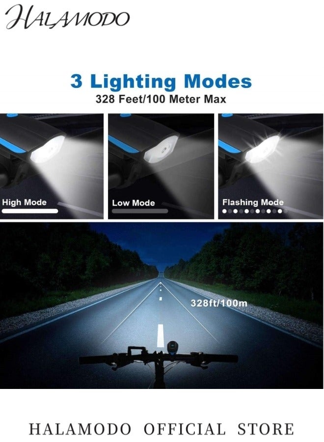 Generic Rechargeable Bike Lights with Electric Bell Ultra Bright Bicycle Lights with 3 Lighting Modes for Night Riding Waterproof Bike Headlight Mountain Bike Accessories for Women & Men  - Image 5