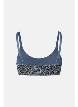 Tchibo Women Non Padded Printed Sports Bra, Blue Combo  - Image 2
