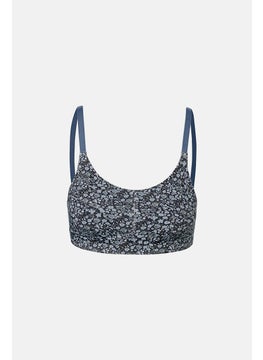Tchibo Women Non Padded Printed Sports Bra, Blue Combo  - Image 3