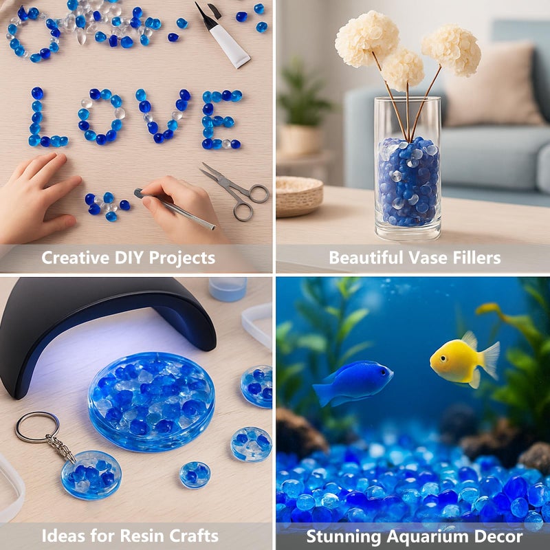 QYGL Sea Glass Stones - Blue Mixed Clear Glass Pebbles Gemstones - Perfect for Aquarium Rocks, Fish Tank Gravel, Vase Fillers, DIY Crafts, and Home Decor (0.9LB/14oz) - Image 5