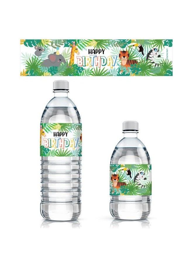 DISTINCTIVS Wild Jungle Birthday Water Bottle Labels Party Animals 24 Stickers  - Image 2