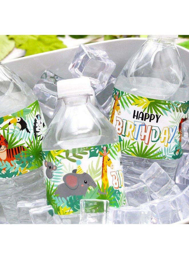 DISTINCTIVS Wild Jungle Birthday Water Bottle Labels Party Animals 24 Stickers  - Image 3