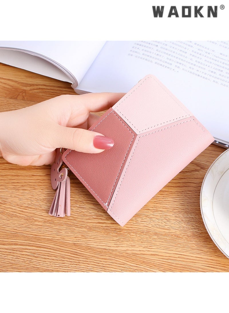 WAOKN Trendsetting Korean-Style Women's Short Wallet with Convenient Zipper Closure Design, Simple & Chic, Easy to Organize, Highlighting Female Elegance and Charm（Pink）  - Image 1