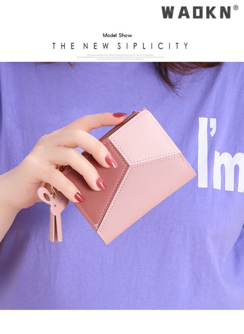 WAOKN Trendsetting Korean-Style Women's Short Wallet with Convenient Zipper Closure Design, Simple & Chic, Easy to Organize, Highlighting Female Elegance and Charm（Pink）  - Image 3