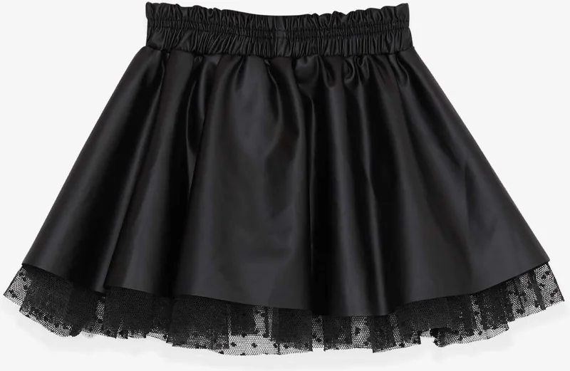 بريز Girl Leather Skirt Tulle 3-7 Years, Black