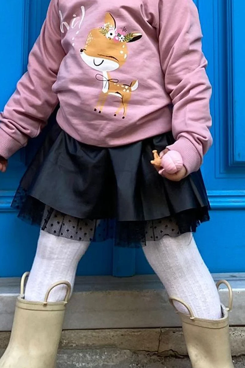 بريز Girl Leather Skirt Tulle 3-7 Years, Black