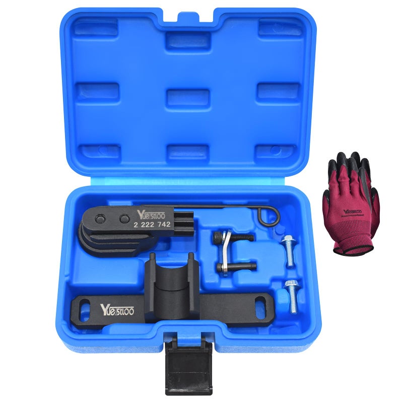 Yuesstloo 2801 Flywheel Holder Flex Plate Lock Tool 7676 Oil Seal Repair Kit with Balance Shaft Oil Pump Alignment Tool Set Compatible with BMW N20 N26 Engines with Case Gloves