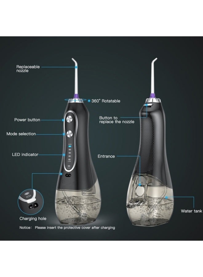 Water Dental Flosser Teeth Pick -Portable Oral Irrigator with 5 Modes, Rechargeable IPX7 Waterproof Orthodontic Teeth Cleaner Pick Cordless for Home Travel-300ml Water Tank - Image 4