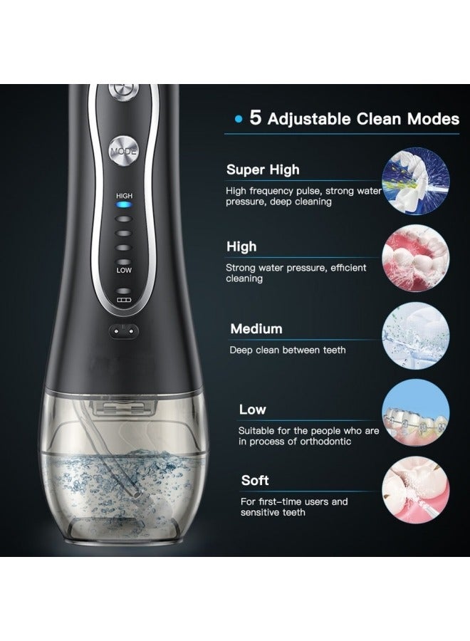 Water Dental Flosser Teeth Pick -Portable Oral Irrigator with 5 Modes, Rechargeable IPX7 Waterproof Orthodontic Teeth Cleaner Pick Cordless for Home Travel-300ml Water Tank - Image 5