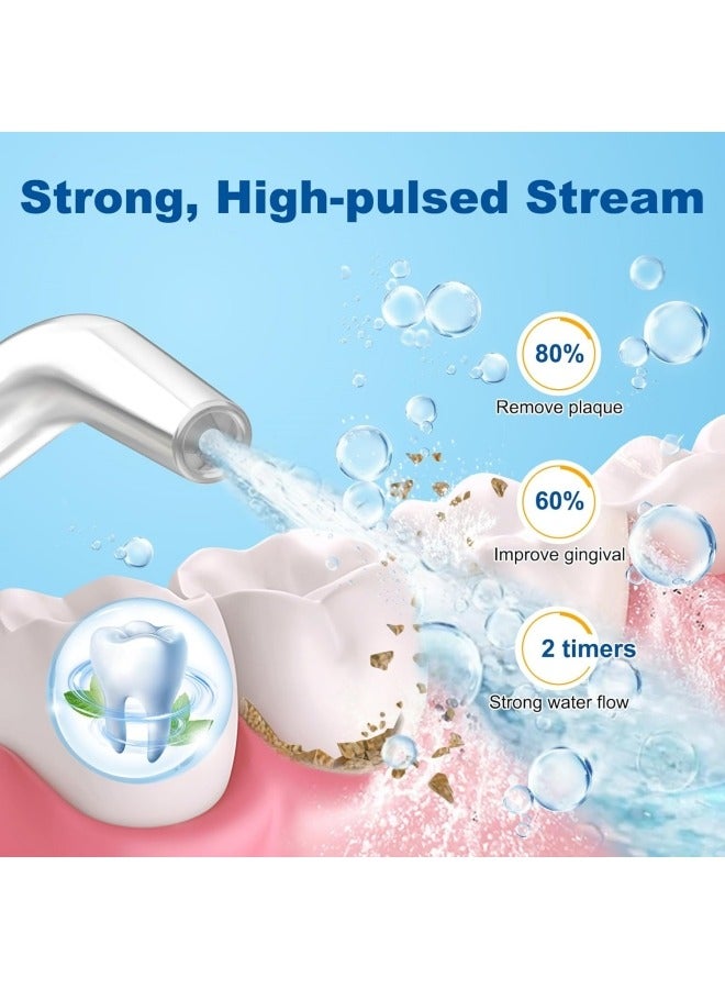 Water Dental Flosser Teeth Pick -Portable Oral Irrigator with 5 Modes, Rechargeable IPX7 Waterproof Orthodontic Teeth Cleaner Pick Cordless for Home Travel-300ml Water Tank - Image 3