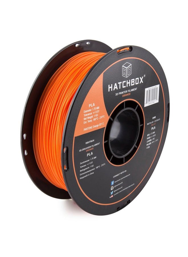 HATCHBOX 1.75mm Orange PLA 3D Printer Filament - 1kg Spool (2.2 lbs.) - Dimensional Accuracy +/- 0.05mm - Image 1