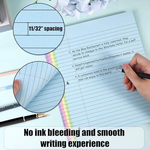 Koogel 5-Color Loose Leaf Paper, 500 Sheets Wide Ruled, 8 x 10.5 Inch, 3-Hole Punched for 3-Ring Binders, Perfect Notebook Paper Filler for Note-Taking, Ideal for School Student & Office Supplies - Image 4