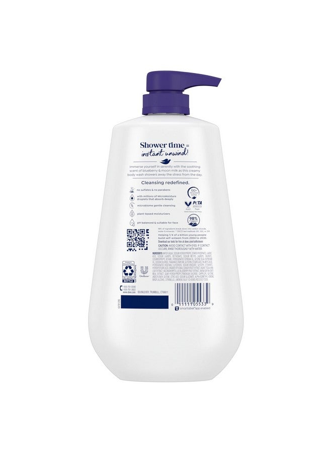 Dove Body Wash For 24hr Lotion-Soft Skin 4 Count For 24hr Lotion-Soft Skin Unwind Blueberry & Moon Milk Moisturizing Skin Cleanser with No Sulfates No Parabens - Image 2