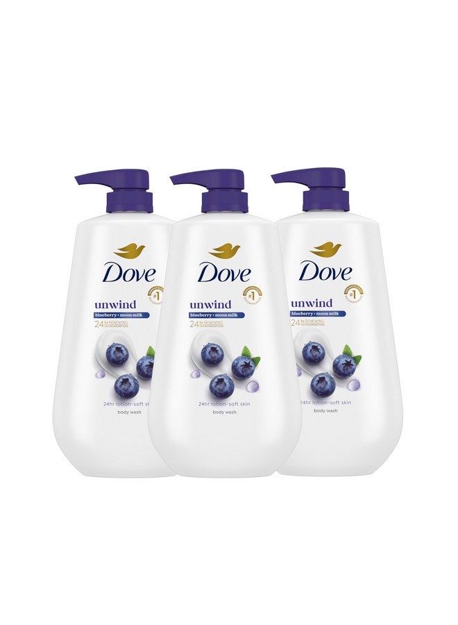 Dove Body Wash For 24hr Lotion-Soft Skin 4 Count For 24hr Lotion-Soft Skin Unwind Blueberry & Moon Milk Moisturizing Skin Cleanser with No Sulfates No Parabens - Image 1
