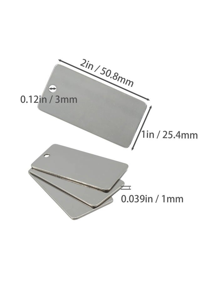 StayMax Blank Rectangular Stainless Steel Blank Labels for Stamping Blanks for Metal Engraving, 1" X 2", Pack of 25 Silver - Image 2