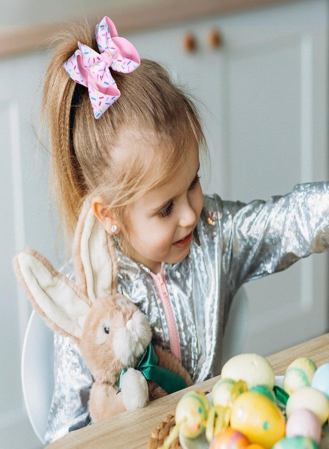 Miroksh 2Pc Birthday Hair Bow Clips Gift for Girls Ages 1-6, 4.3in Pink Confetti Sprinkle Hair Barrettes for Toddler Kid Teens Ice Cream Birthday Party Dress Decor Accessories - Image 3