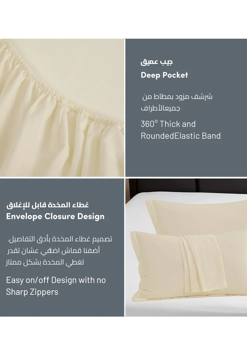 Donetella Bedding Fitted Sheet - Fits 200x200 Cm For Super King Bed - 3 Pcs (1 Fitted Sheet and 2 Pillowcases) - 35 Cm Deep Pocket - Solid Bed Sheet
