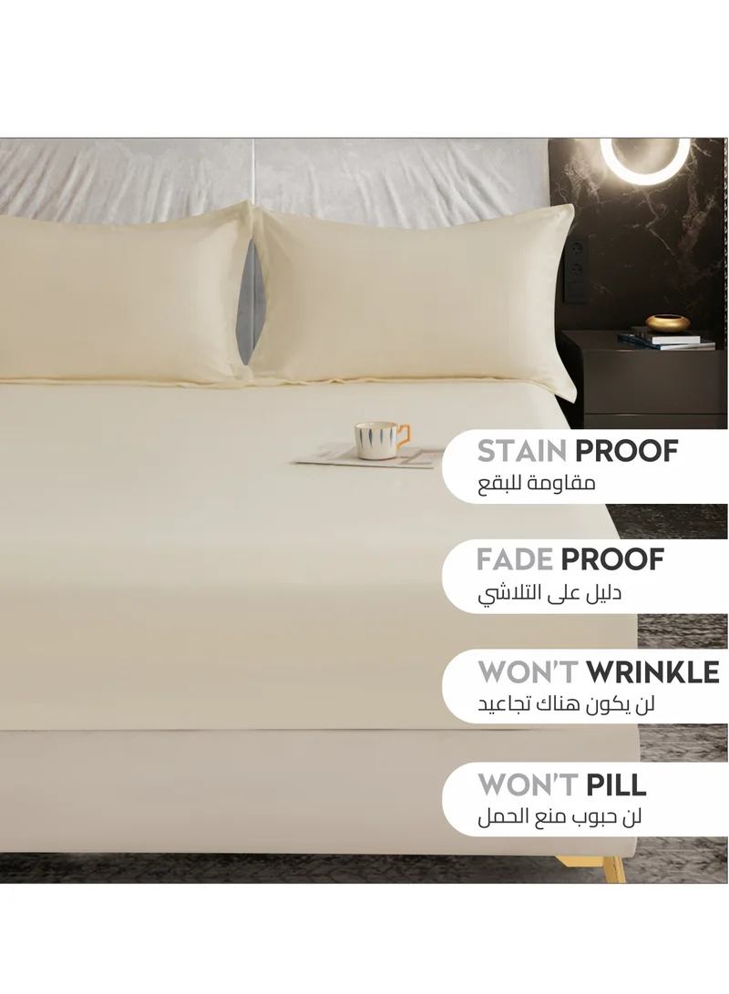 Donetella Bedding Fitted Sheet - Fits 200x200 Cm For Super King Bed - 3 Pcs (1 Fitted Sheet and 2 Pillowcases) - 35 Cm Deep Pocket - Solid Bed Sheet