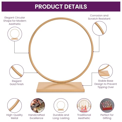 DecorTwist® Circular Backdrop Stand for Decoration | Metal Balloon Arch Frame for Birthdays, Weddings & Parties | Reusable Photo Background Stand (Gold/Black, Multiple Sizes) - Image 3