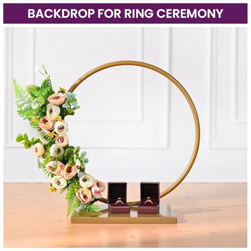 DecorTwist® Circular Backdrop Stand for Decoration | Metal Balloon Arch Frame for Birthdays, Weddings & Parties | Reusable Photo Background Stand (Gold/Black, Multiple Sizes) - Image 4