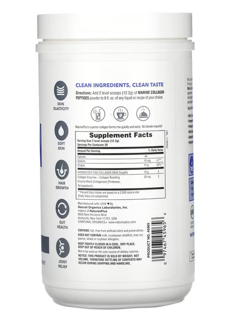 NaturesPlus Marine Collagen Peptides, for Hair, Skin and Joints (244g) - Image 2