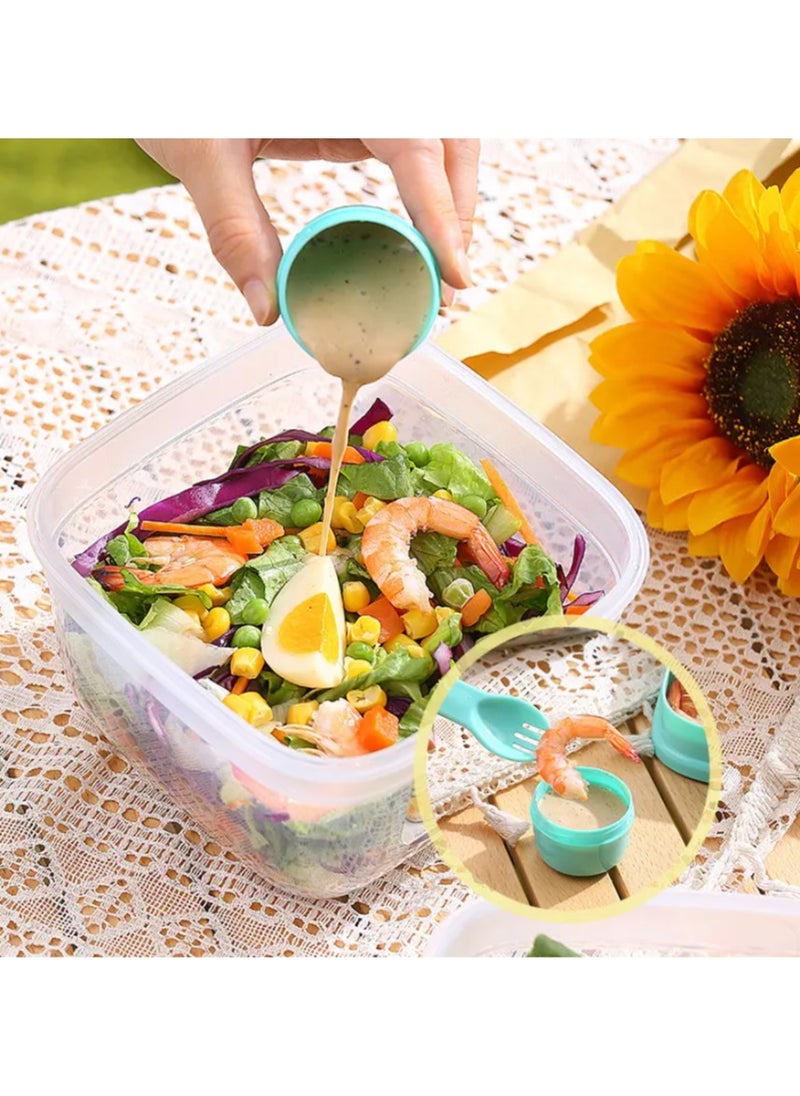Generic Salad Lunch Container, 2000ml Salad Bowls with 3 Compartments, Salad Dressings Container for Salad Toppings, Snacks, Double-Layer Picnic Box, Men, Women, and children  - Image 1