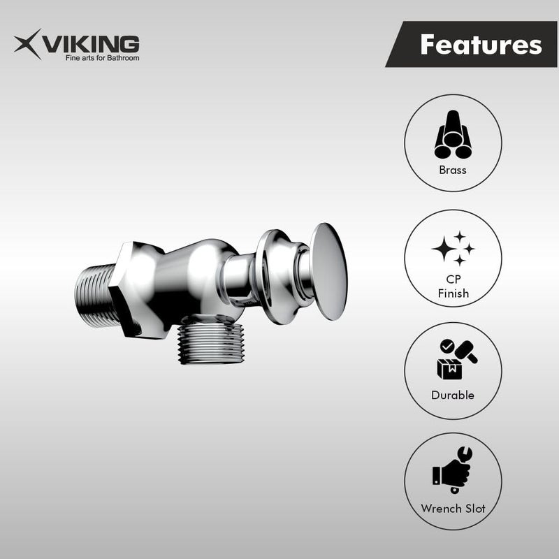 Viking Brass Self-Closing Urinal Cock Ocular - Thread Size (1)& (2) 15mm (1/2”) Both Outer - Polished CP - ideal choice for hotels, Restaurants, Offices - Image 3