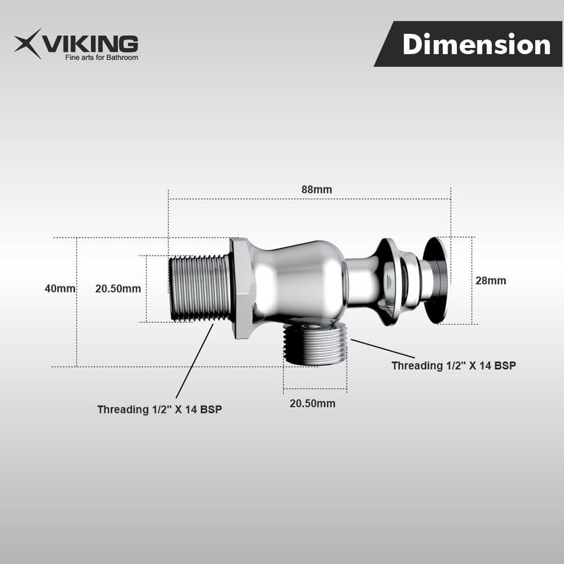 Viking Brass Self-Closing Urinal Cock Ocular - Thread Size (1)& (2) 15mm (1/2”) Both Outer - Polished CP - ideal choice for hotels, Restaurants, Offices - Image 2