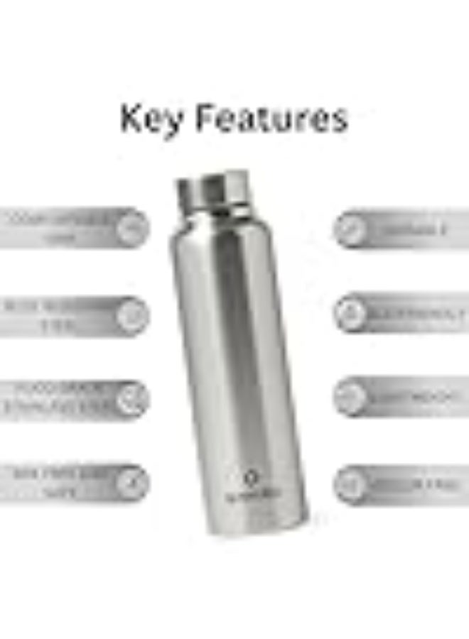 سبيديكس Speedex Stainless Steel Water Bottle 1 Ltr, Leak Proof Screw Cap, BIS Approved 1000 ml Metal Bottle For Daily, Office, School, Gym, Travel Use for Men, Women, Kids, Adults, Silver, Set of 4 - Image 2