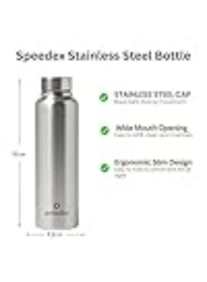 سبيديكس Speedex Stainless Steel Water Bottle 1 Ltr, Leak Proof Screw Cap, BIS Approved 1000 ml Metal Bottle For Daily, Office, School, Gym, Travel Use for Men, Women, Kids, Adults, Silver, Set of 4 - Image 4