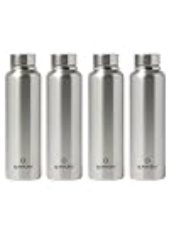 سبيديكس Speedex Stainless Steel Water Bottle 1 Ltr, Leak Proof Screw Cap, BIS Approved 1000 ml Metal Bottle For Daily, Office, School, Gym, Travel Use for Men, Women, Kids, Adults, Silver, Set of 4 - Image 1