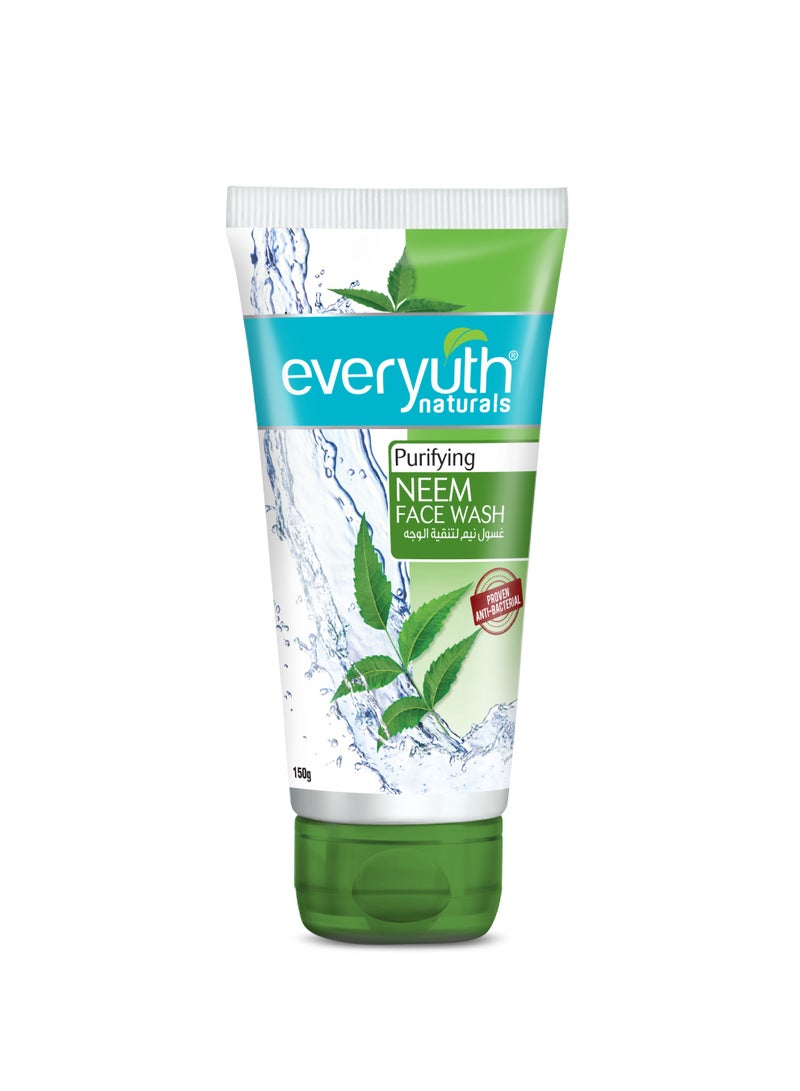 Everyuth Naturals Purifying Neem Face Wash|Antibacterial Neem & Tea Tree Oil|Hydrated, Clear & Healthy Skin|Paraben free|100% Soap Free|Oily, Dry, Normal, Combination & Sensitive Skin -150 g - Image 1
