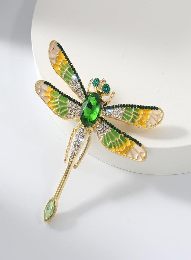 Merdia 2.48" Created Crystal Dragonfly Brooch Pins for Women Fashion | Elegant Rhinestone Dragon Fly Brooches & Pins for Clothes | Delicate Brooch Lapel Pin Dragonfly Jewelry Accessories for Women (Green) - Image 3