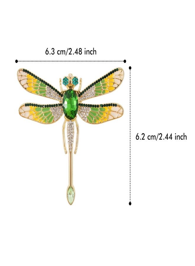 Merdia 2.48" Created Crystal Dragonfly Brooch Pins for Women Fashion | Elegant Rhinestone Dragon Fly Brooches & Pins for Clothes | Delicate Brooch Lapel Pin Dragonfly Jewelry Accessories for Women (Green) - Image 2
