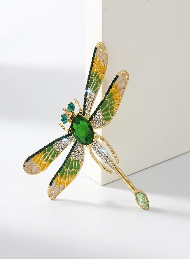 Merdia 2.48" Created Crystal Dragonfly Brooch Pins for Women Fashion | Elegant Rhinestone Dragon Fly Brooches & Pins for Clothes | Delicate Brooch Lapel Pin Dragonfly Jewelry Accessories for Women (Green) - Image 4