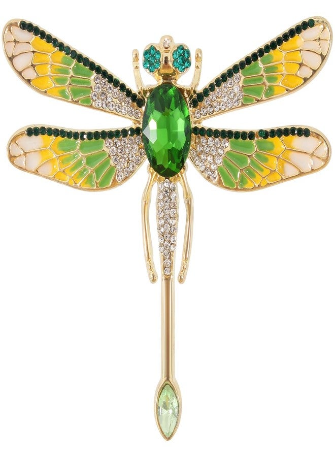 Merdia 2.48" Created Crystal Dragonfly Brooch Pins for Women Fashion | Elegant Rhinestone Dragon Fly Brooches & Pins for Clothes | Delicate Brooch Lapel Pin Dragonfly Jewelry Accessories for Women (Green) - Image 1
