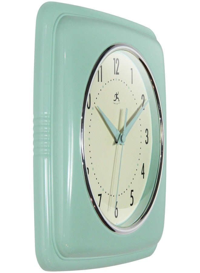 Infinity Instruments Square Retro Wall Clock, Pastel Green, 9.25" - Image 2