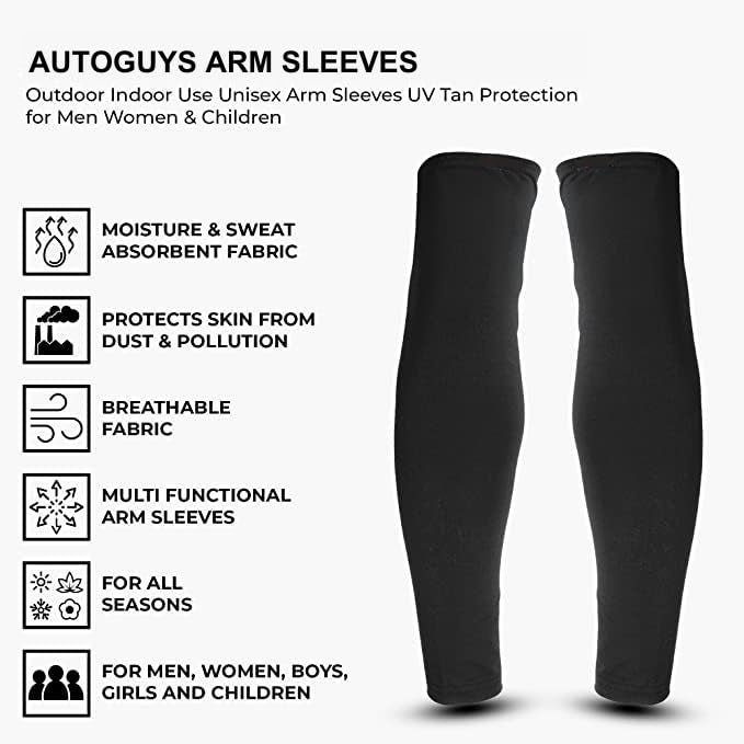 AUTOGUYS **[Comes in Pack of 2-4 Pcs** Freesize UV Sun protection Anti-Sweat Cool Arm Sleeve (Black, Unisex) - Image 2