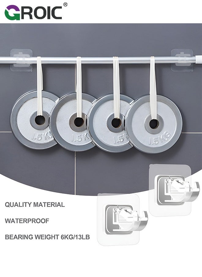 GROIC 12PCS Self Adhesive Curtain Rod Holder,Adjustable Rod Bracket,Self Adhesive Curtain Hook,No Drill and Nail Free Rods Hanger Wall Mount Hooks,Hangers for Curtain  - Image 3