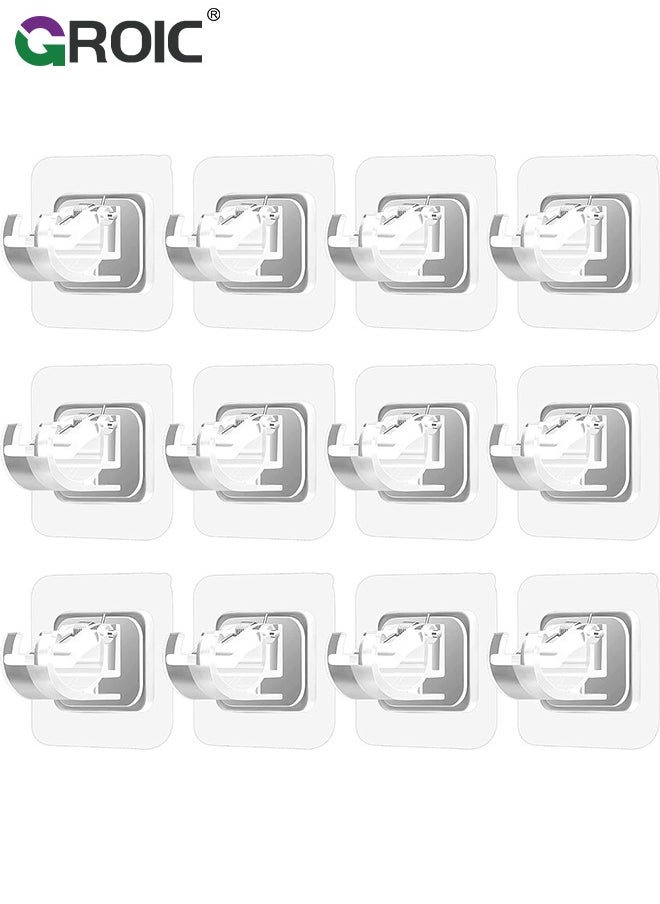 GROIC 12PCS Self Adhesive Curtain Rod Holder,Adjustable Rod Bracket,Self Adhesive Curtain Hook,No Drill and Nail Free Rods Hanger Wall Mount Hooks,Hangers for Curtain  - Image 1