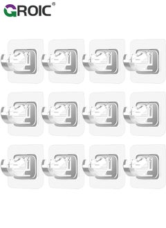 GROIC 12PCS Self Adhesive Curtain Rod Holder,Adjustable Rod Bracket,Self Adhesive Curtain Hook,No Drill and Nail Free Rods Hanger Wall Mount Hooks,Hangers for Curtain  - Image 1
