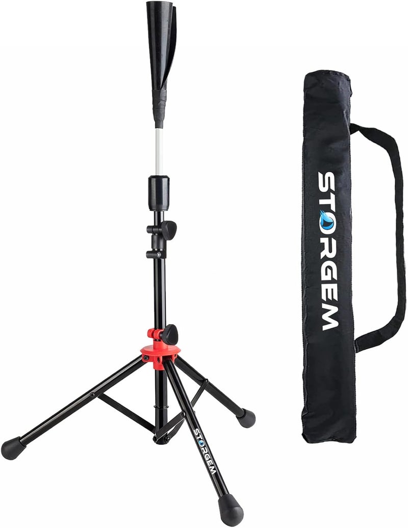 Storgem Batting Baseball tee Softball, Easy to Adjustable Height,Portable Tripod Stand Base Tee for Hitting Training Practice,with Carrying Bag - Image 1