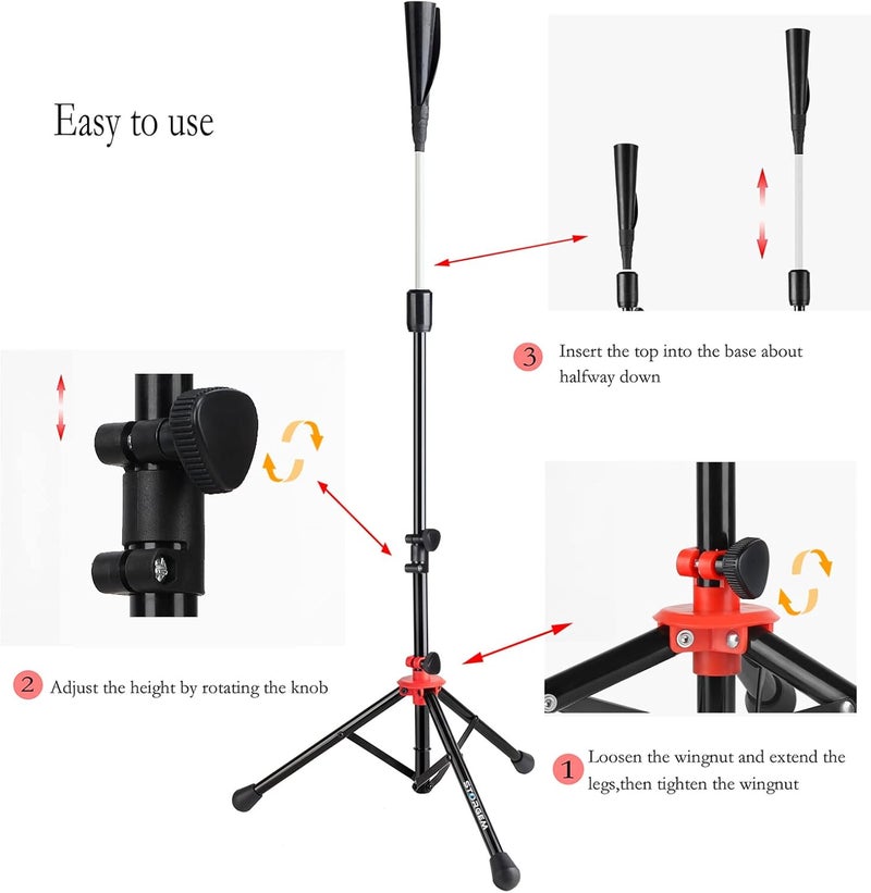 Storgem Batting Baseball tee Softball, Easy to Adjustable Height,Portable Tripod Stand Base Tee for Hitting Training Practice,with Carrying Bag - Image 4