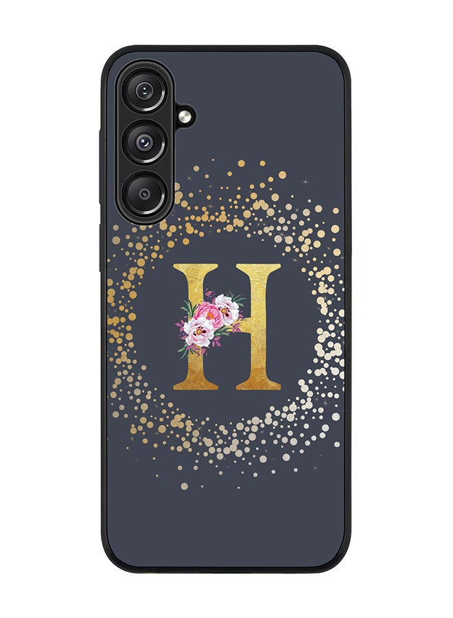 Stylizedd For Samsung Galaxy A16 / A16 5G Case,Slim fit Camera Protection, Shockproof Thin Phone cover - Custom Monogram Floral - H (Grey ) - Image 1